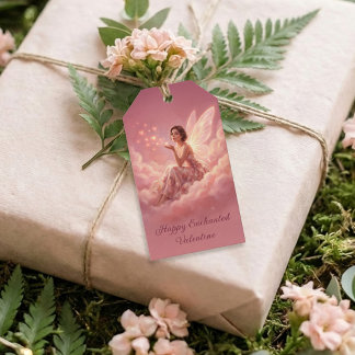 Etiquetas Para Regalos Valentine Fairy on Pink Clouds Fantasy Art
