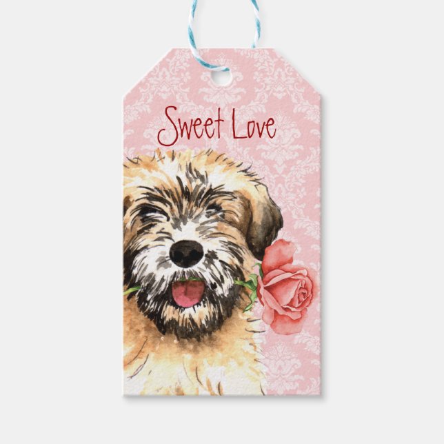 Etiquetas Para Regalos Valentine Rosa Wheaten (Anverso)