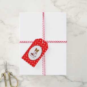 Etiquetas Para Regalos ¡Vamos! (paseo) Papillon (blanco y rojo) Perro Cut