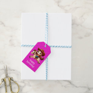 Etiquetas Para Regalos Vaquera y caballo western rosa lindo