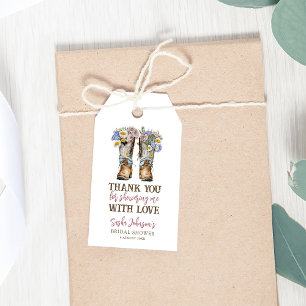 Etiquetas Para Regalos Vaquero Floral de vaca sagrada Boots Ducha de novi
