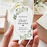 Etiquetas Para Regalos Vegetación de la ducha de novia Eucalyptus<br><div class="desc">Personalizar este " Greenery Eucalyptus Gold Frame Bridal Shower Thank You Gift Tag para añadir un toque especial. Es una adición perfecta para coincidir con tus colores y estilos. Para una mayor personalización,  haga clic en el enlace "personalizar adicional" y utilice nuestra herramienta de diseño para modificar esta plantilla.</div>