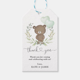 Etiquetas Para Regalos Vegetación de Oso de Teddy Wreath Baby Shower Favo