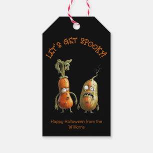 Etiquetas Para Regalos Vegetales zombies divertidos de Halloween negro