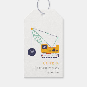 Etiquetas Para Regalos Vehículo Cute Construction Crane Cualquier Cumplea