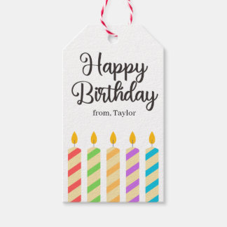 Etiquetas Para Regalos Velas de cumpleaños alegres y coloridas
