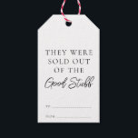 Etiquetas Para Regalos Vendidos De Los Buenos Navidades Funny<br><div class="desc">Estas sarcásticas etiquetas de regalo de Cheeky Punny Anit-Christmas son una manera divertida de agregar un poco de humor negro a los Navidades anti-estadounidenses a su envoltura. Todo el texto es editable y se puede personalizar según sus necesidades. Para una personalización más avanzada de este diseño, simplemente seleccione el botón...</div>