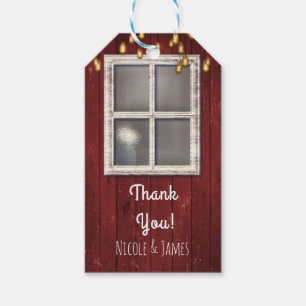 Etiquetas Para Regalos Ventana y luces del granero rojo Favor rústico cam