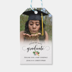 Etiquetas Para Regalos Verano de las hojas tropicales Foto Graduación Gr