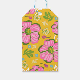 Etiquetas Para Regalos Verano Rosa Amarillo Botánico Gracias