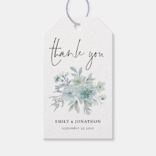 Etiquetas Para Regalos Verde azulado Blue Sea Mist Floral Gracias