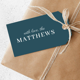 Etiquetas Para Regalos Verde azulado de estilo | Moderno nombre azul de m
