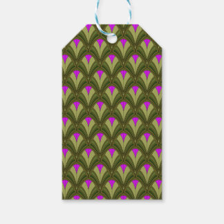ETIQUETAS PARA REGALOS VERDE CON PATRONES DE ART DECO ROSA