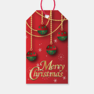 Etiquetas Para Regalos Verde elegante, rojo y navidad del oro