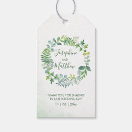 Etiquetas Para Regalos Verde Foliage Wreath Watercolor Wedding Favor