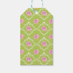 ETIQUETAS PARA REGALOS VERDE LÍMITE CON DELICADAS FLORES DE ROSA