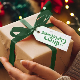 Etiquetas Para Regalos Verde Minimalismo de letra dulce Feliz Navidad a D