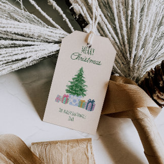 Etiquetas Para Regalos Verdes Y Coloridas Navidades Presentan Árbol