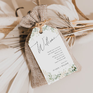 Etiquetas Para Regalos Verdor caprichoso y oro Bienvenida Boda