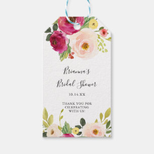 Etiquetas Para Regalos Verdor ducha de novia floral rosa Rubor