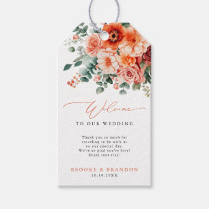 Etiquetas Para Regalos Verona Sunset Bright Naranja Boda floral moderno