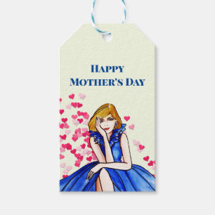 Etiquetas Para Regalos Vestido azul real oscuro del Día de la Madre