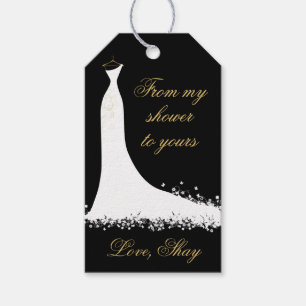 Etiquetas Para Regalos Vestido de novia negro y dorado elegante para desp