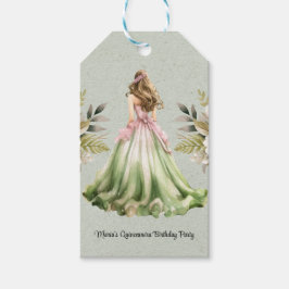 Etiquetas Para Regalos Vestido verde y rosa Quinceanera fiesta de cumplea