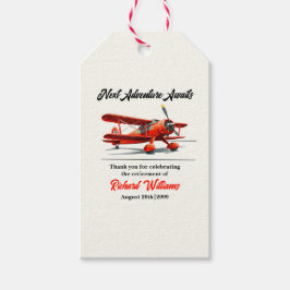 Etiquetas Para Regalos Viaje de Jubilación Tema Fiesta Avión Rojo Vintage