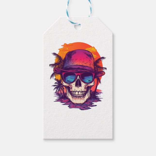 Etiquetas Para Regalos Vibe Tropical Skull (Anverso)