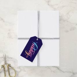 Etiquetas Para Regalos Vibrant Pastel Gradient HAPPY Typography - Modern 