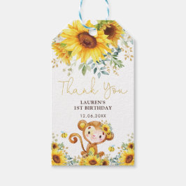 Etiquetas Para Regalos Vibrante Sunflower Cheeky Baby Monkey Aniversario