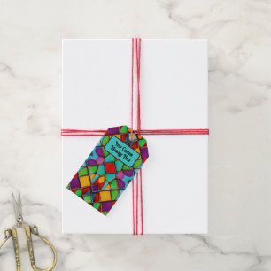 Etiquetas Para Regalos Vibrantes colores Vidrio pintado con plomo - Texto