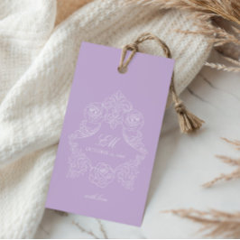 Etiquetas Para Regalos Victorian Crest Monogram Purple Wedding