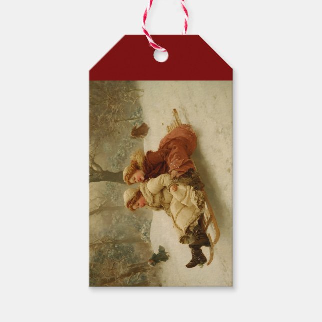 Etiquetas Para Regalos Victorian Sledding (Anverso)