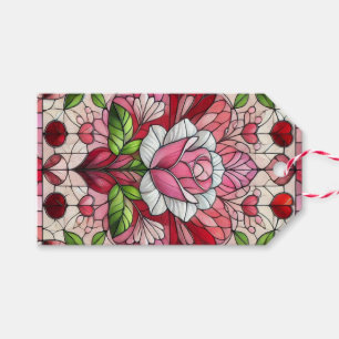 Etiquetas Para Regalos Vidrieras florales día de San Valentín