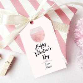 Etiquetas Para Regalos Vidrio Rosé Feliz Día de San Valentín