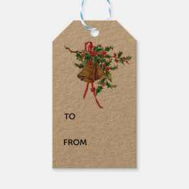 Etiquetas Para Regalos Viejas campanas navideñas con Holly