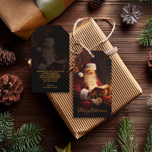 Etiquetas Para Regalos Viejo Santa leyendo un libro