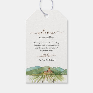 Etiquetas Para Regalos Viñedo acuarela Bienvenida de boda