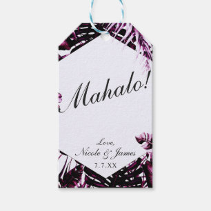 Etiquetas Para Regalos Vino de Borgoña Hojas de Palma Tropicales Boda Chi