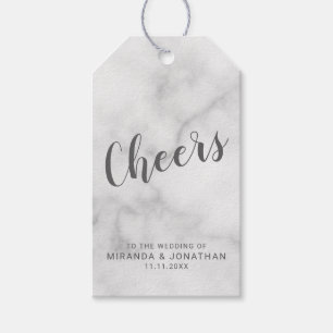 Etiquetas Para Regalos Vino moderno de Boda de mármol blanco