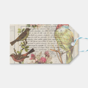 Etiquetas Para Regalos Vintage Bird Decoupage Botánica gracias