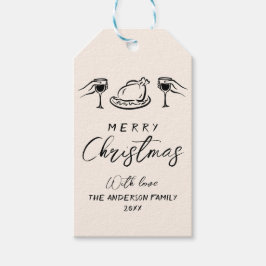 Etiquetas Para Regalos Vintage Black & Cream Hand Drake Merry Christmas