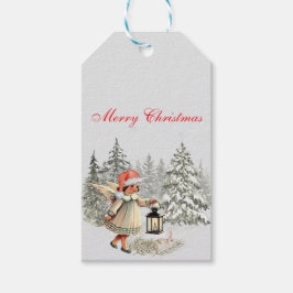 Etiquetas Para Regalos Vintage Christmas Angel y Rabbit