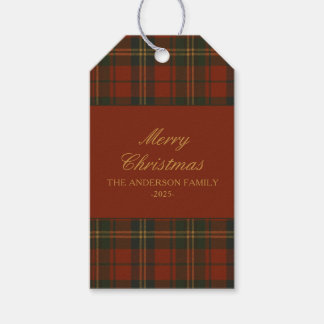 Etiquetas Para Regalos Vintage Christmas Plaid Classic Custom Family Name