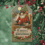 Etiquetas Para Regalos Vintage Christmas Santa Navidades Eve Chimney<br><div class="desc">Vintage Navidades de Santa Navidad vence etiquetas de regalo para chimenea</div>
