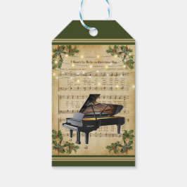 Etiquetas Para Regalos Vintage Christmas Sheet Music y Grand Piano