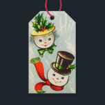 Etiquetas Para Regalos Vintage Christmas Snowman Couple<br><div class="desc">Cute Retro Vintage Navidad Snowman Couple Holiday Etiqueta de regalo.</div>