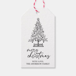 Etiquetas Para Regalos Vintage Christmas tree Elegant Modern Navidades